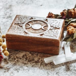 Wooden Triple Moon Tarot Box