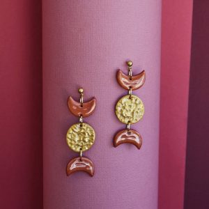 Triple Moon Orange earrings