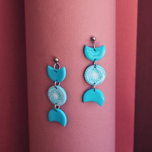 Turquoise triple moon earrings